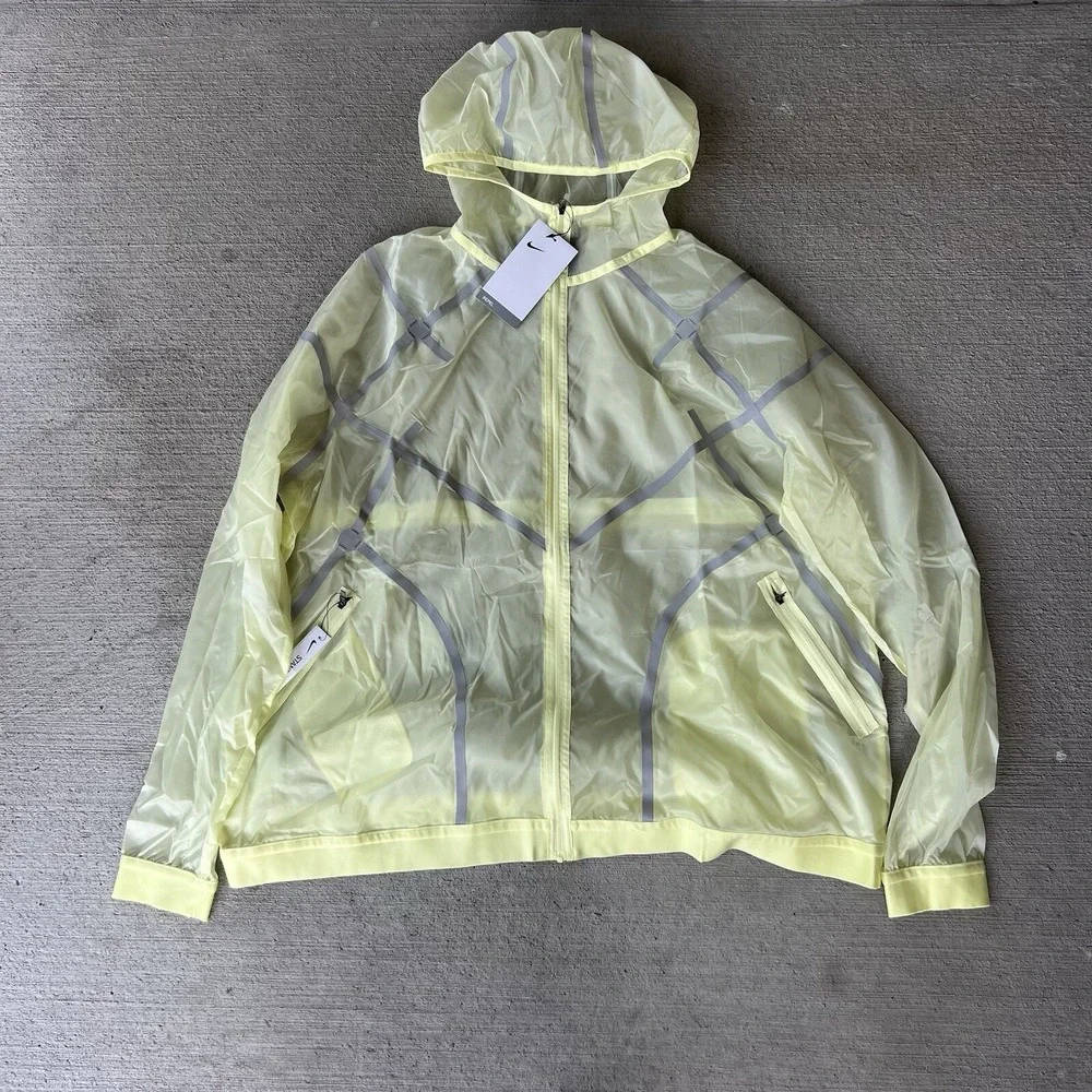 Nike City Ready Hooded Track Jacket Women's XL Running‎ Windbreaker Neon Yellow